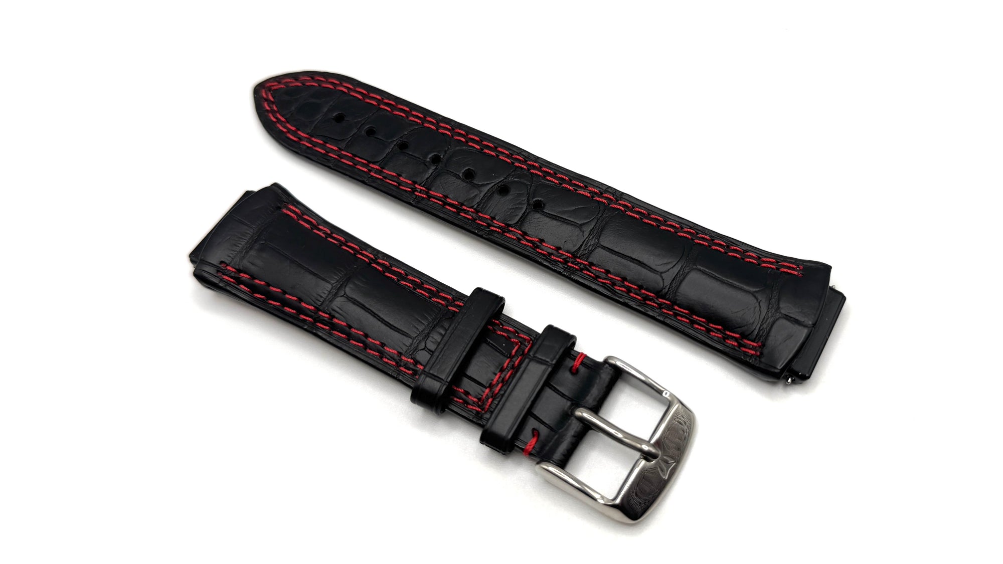 Band for TM-1811 Black/Red Alligator Matte Double Stitching
