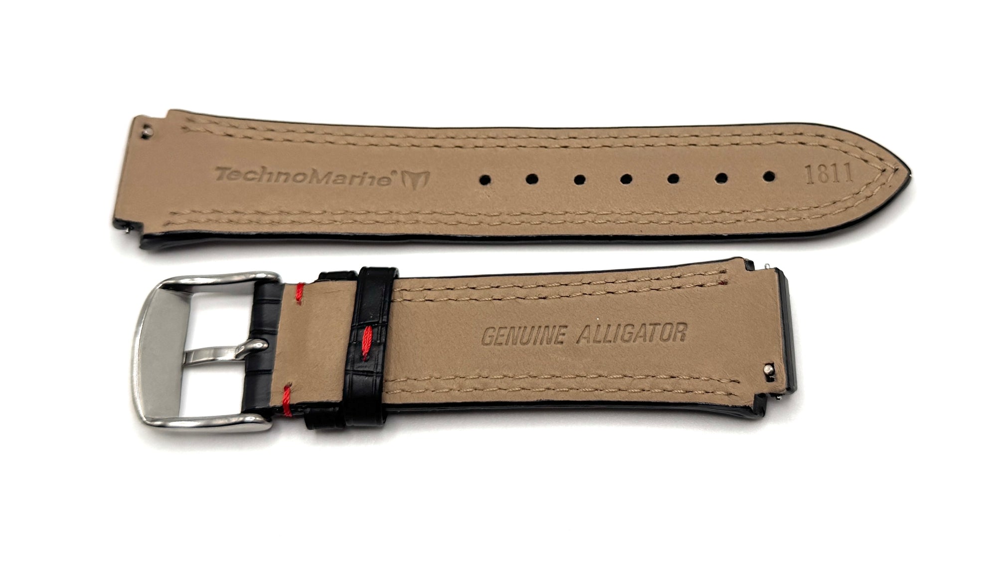 Band for TM-1811 Black/Red Alligator Matte Double Stitching