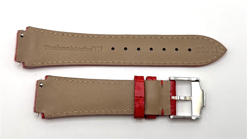 Band for Technomarine Star Red TM-S2011 red strap with red stitching & alligator pattern