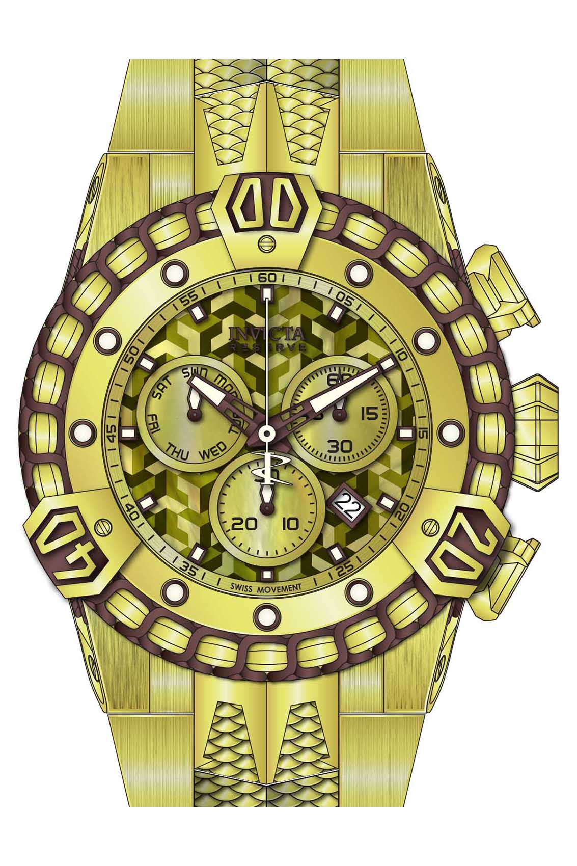 Band for Invicta Reserve Poseidon Men Gold Label 36596