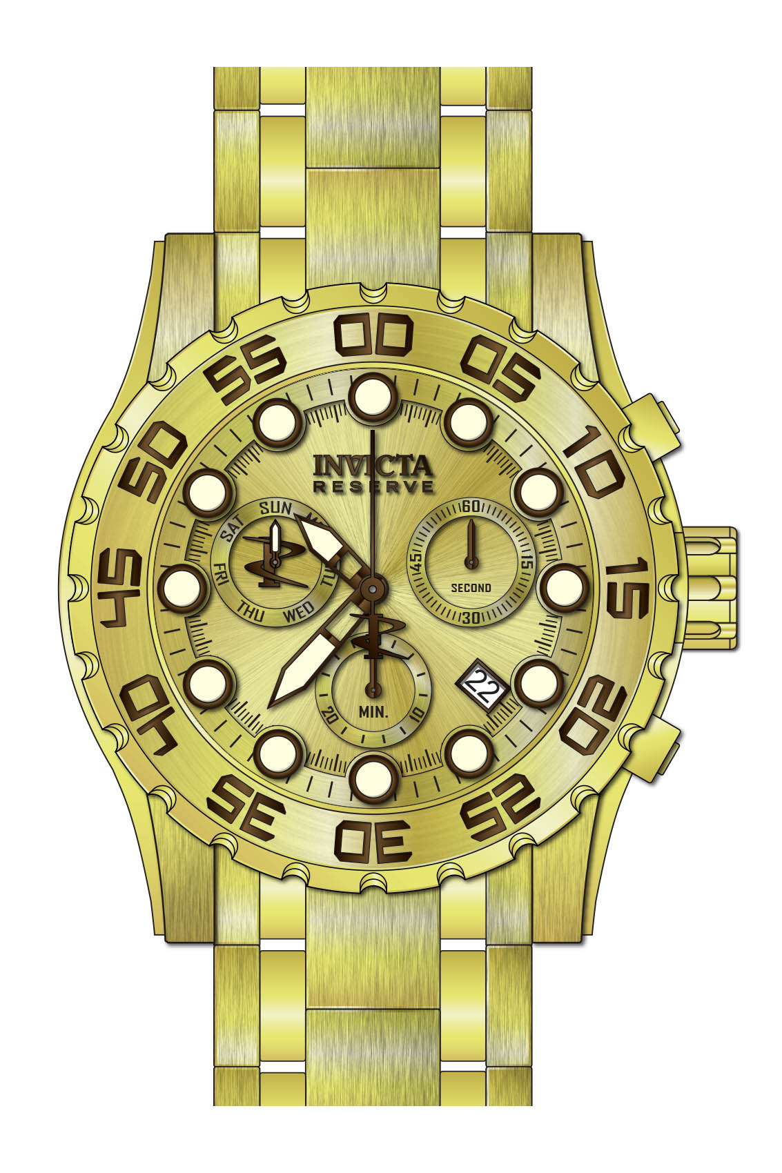 Band for Invicta Reserve Leviathan Evolution Men Gold Label 37694