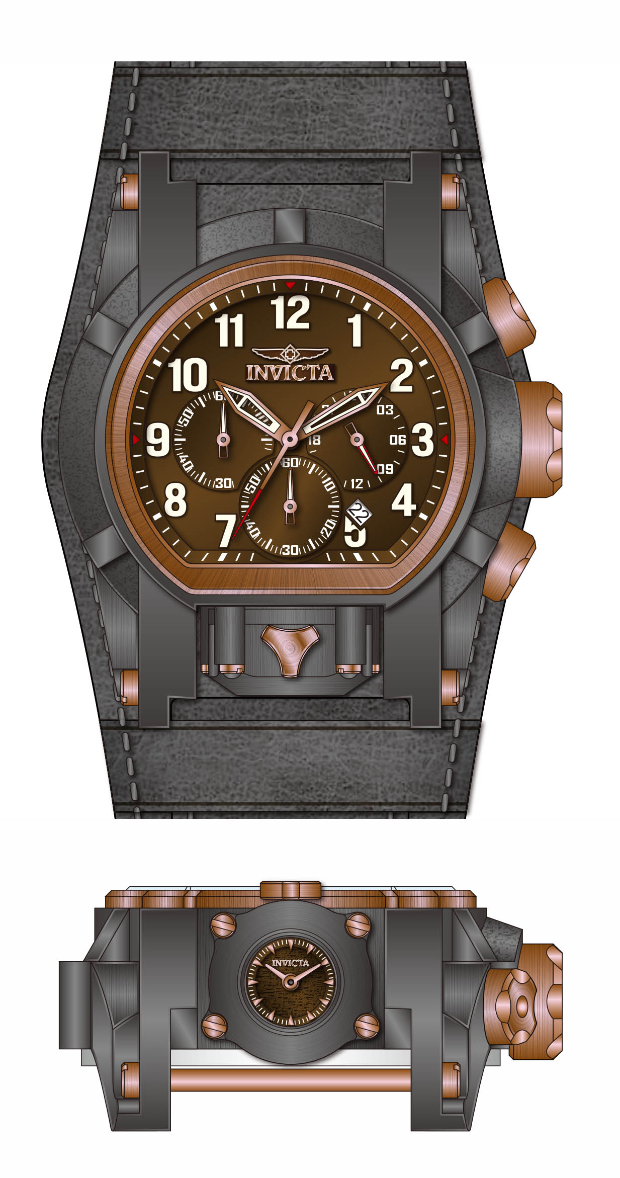 Band for Invicta Bolt Bolt Zeus Magnum Men 40111